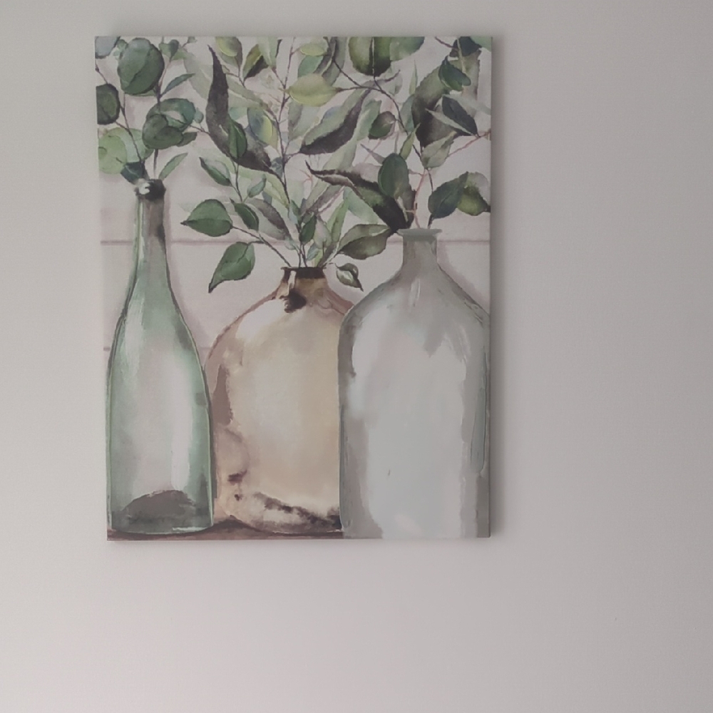 Botanical Canvas Art with Green and Neutral Tones